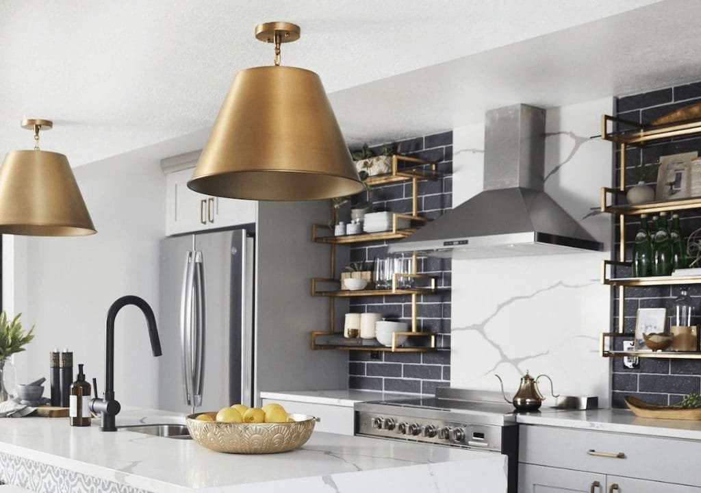 Brass Cone Ceiling Light for Kitchen Island