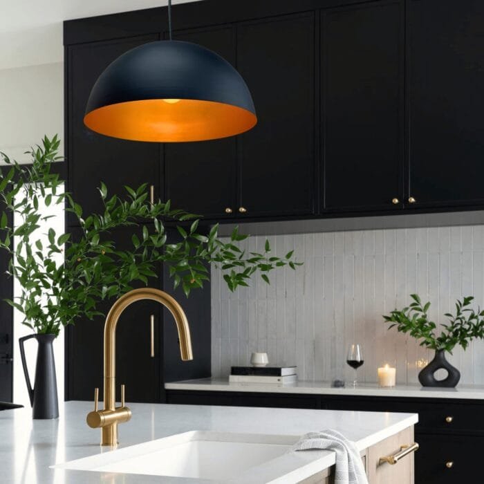 black and gold pendant light