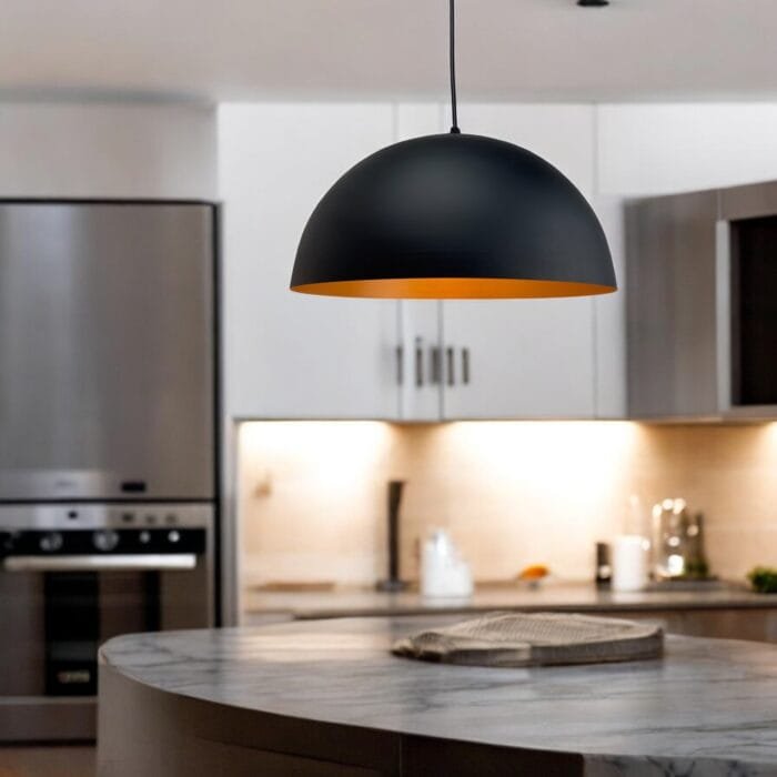 black and gold pendant light