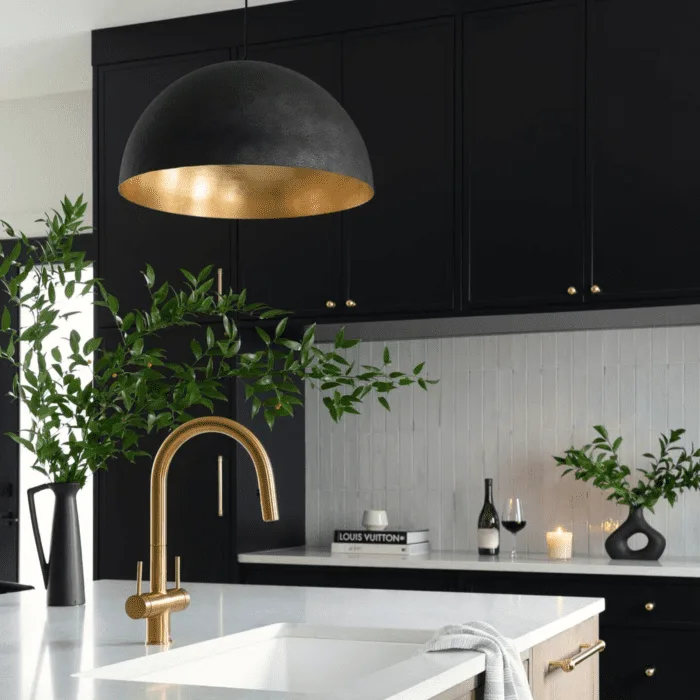 black and gold pendant light