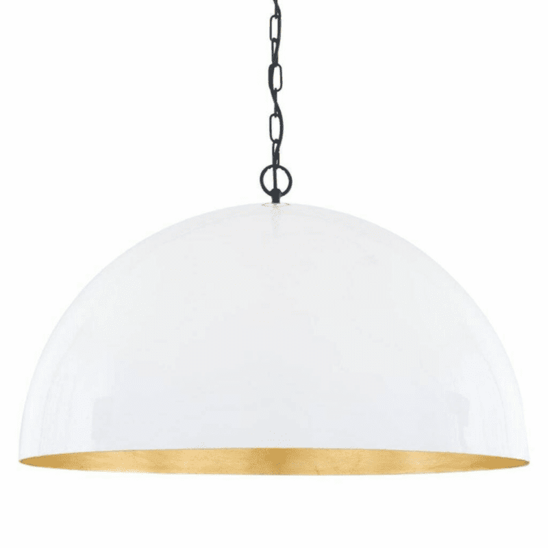 Oversized White Dome Pendant Light - On 