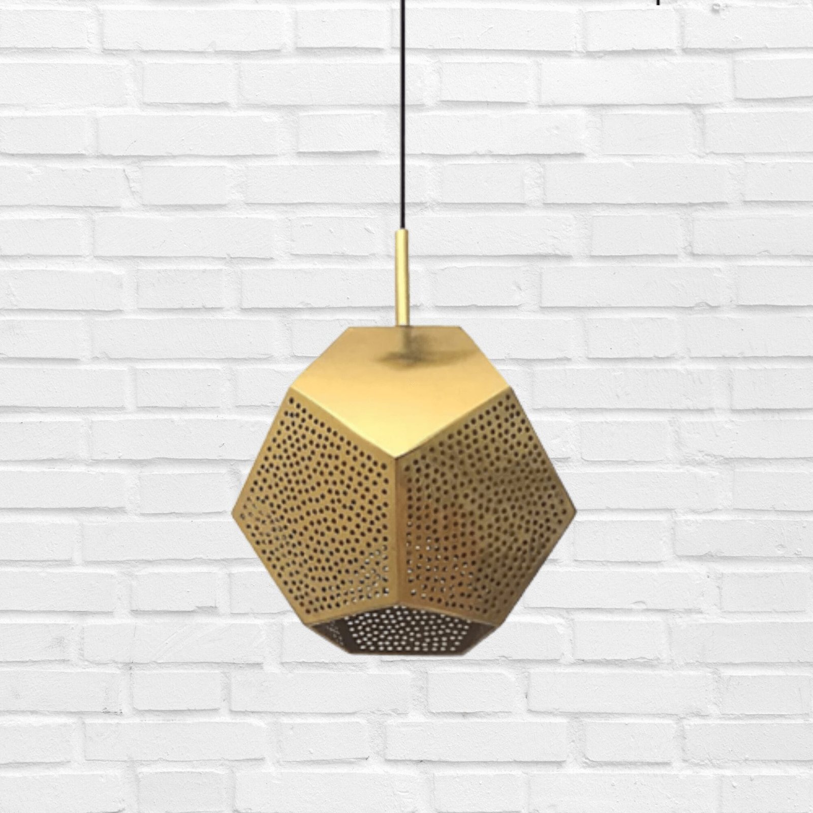 geometric pendant light in gold