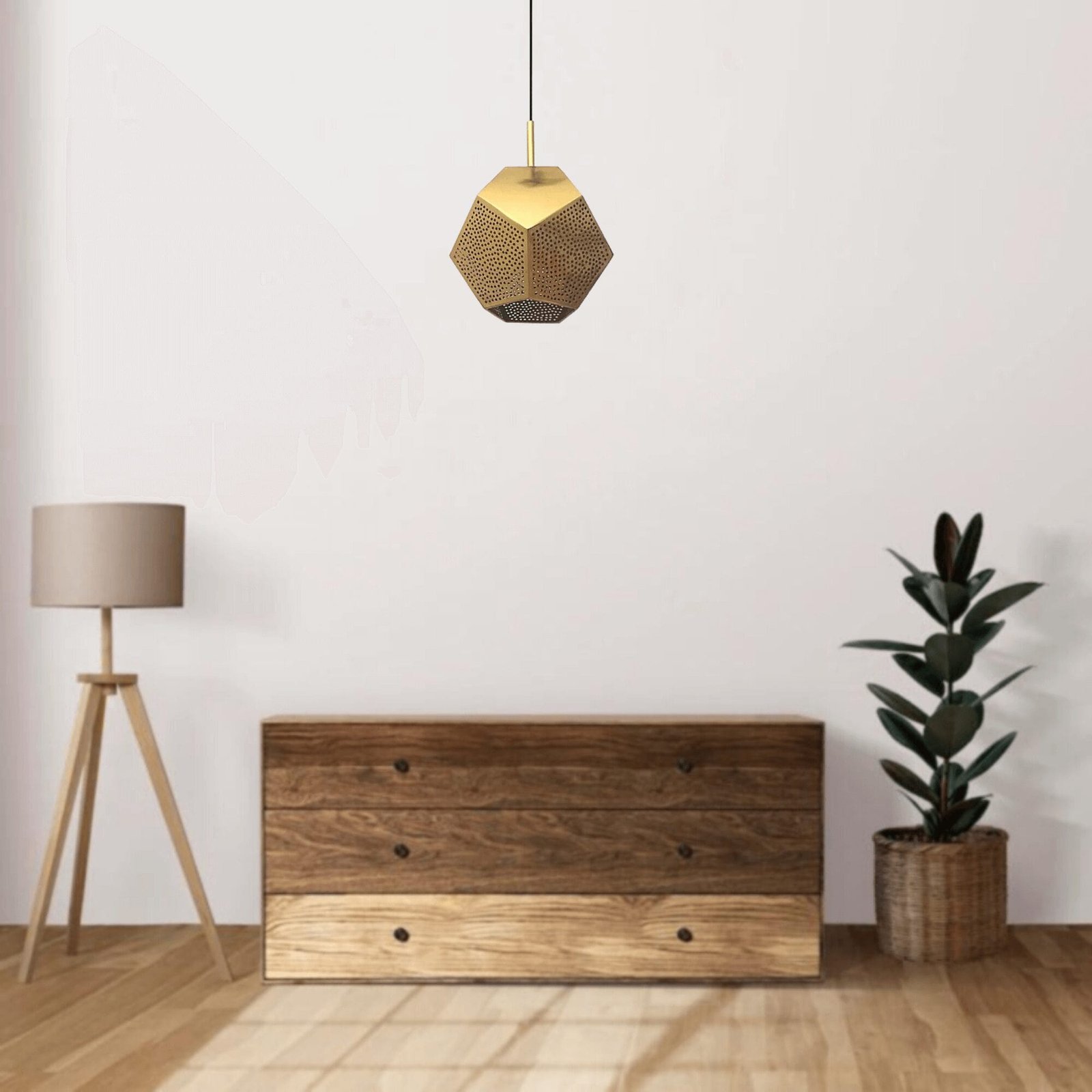 gold geometric pendant light