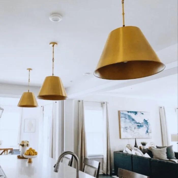 Set of 2 Brass Cone Pendant Lights