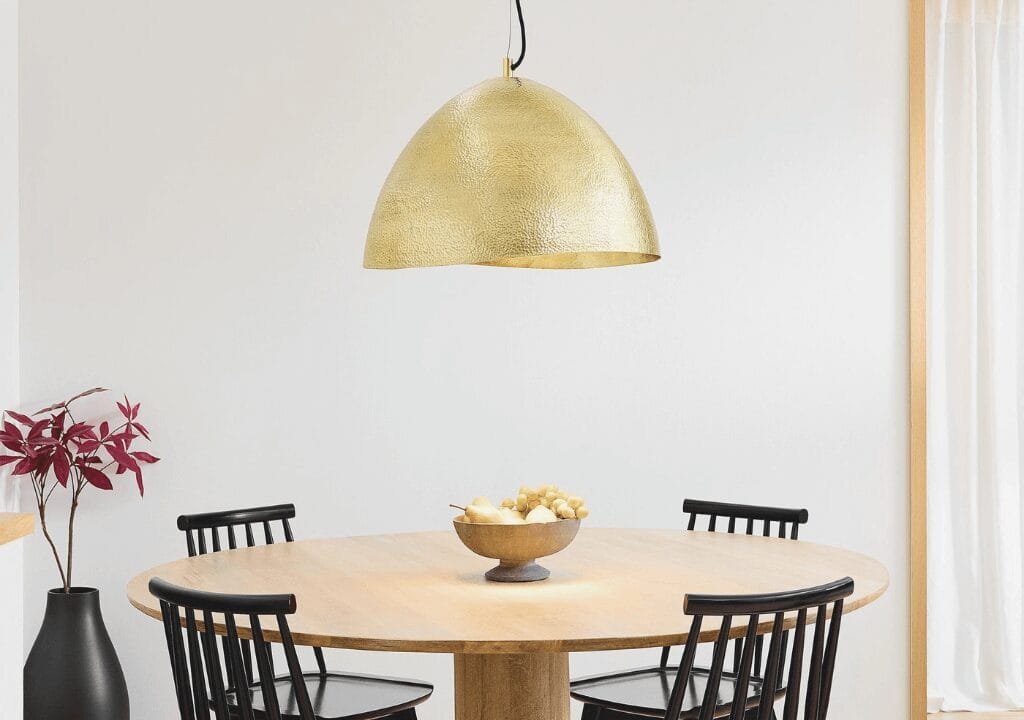 Oval Hammered Brass Pendant Light