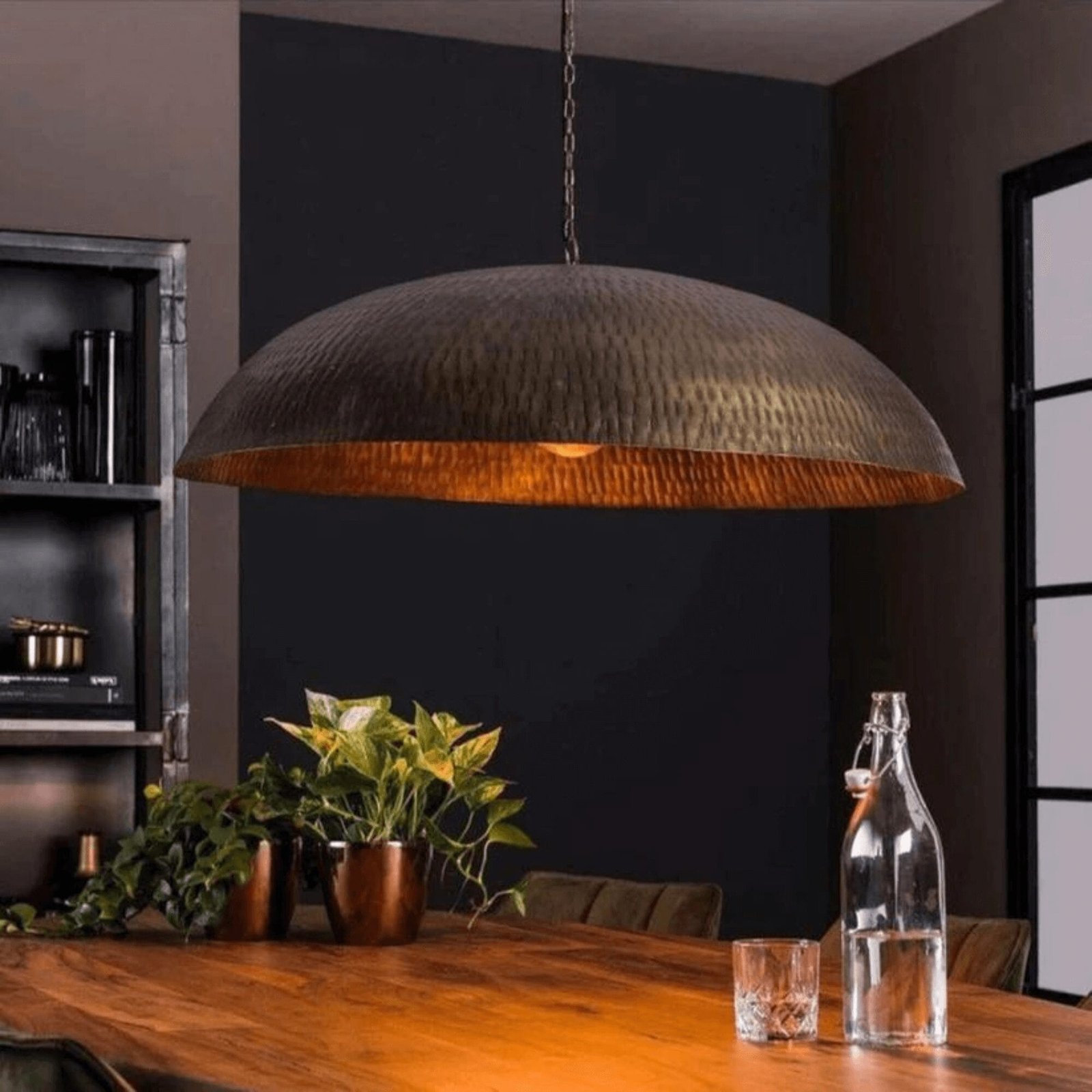 Brass dome deals pendant light