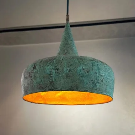 Green Copper Pendant Light Fixture Onion Shape