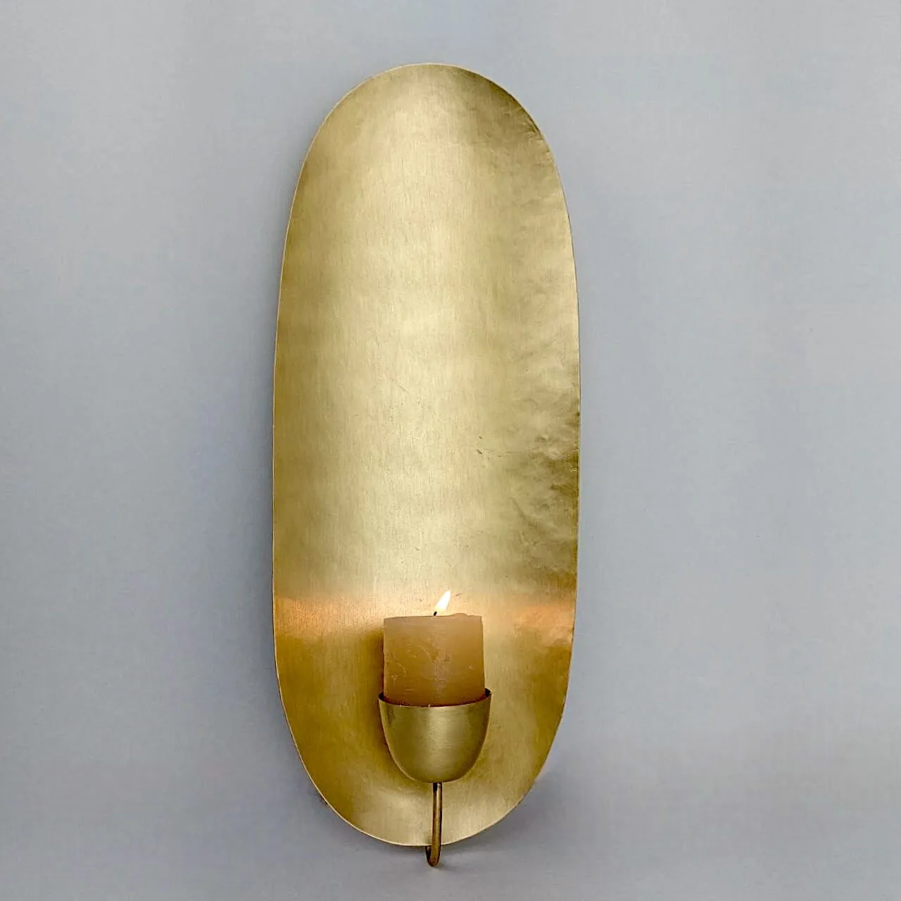 Refined Wall Sconce Candle Holder — Brass Oval Candle Sconce - Image 3