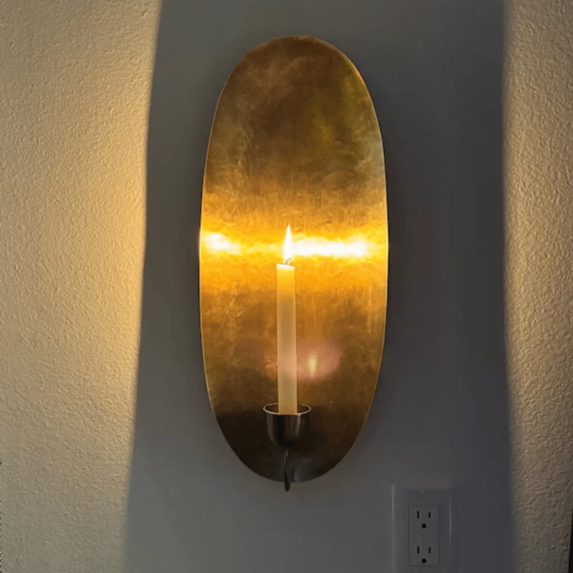 Refined Wall Sconce Candle Holder — Brass Oval Candle Sconce - Image 2