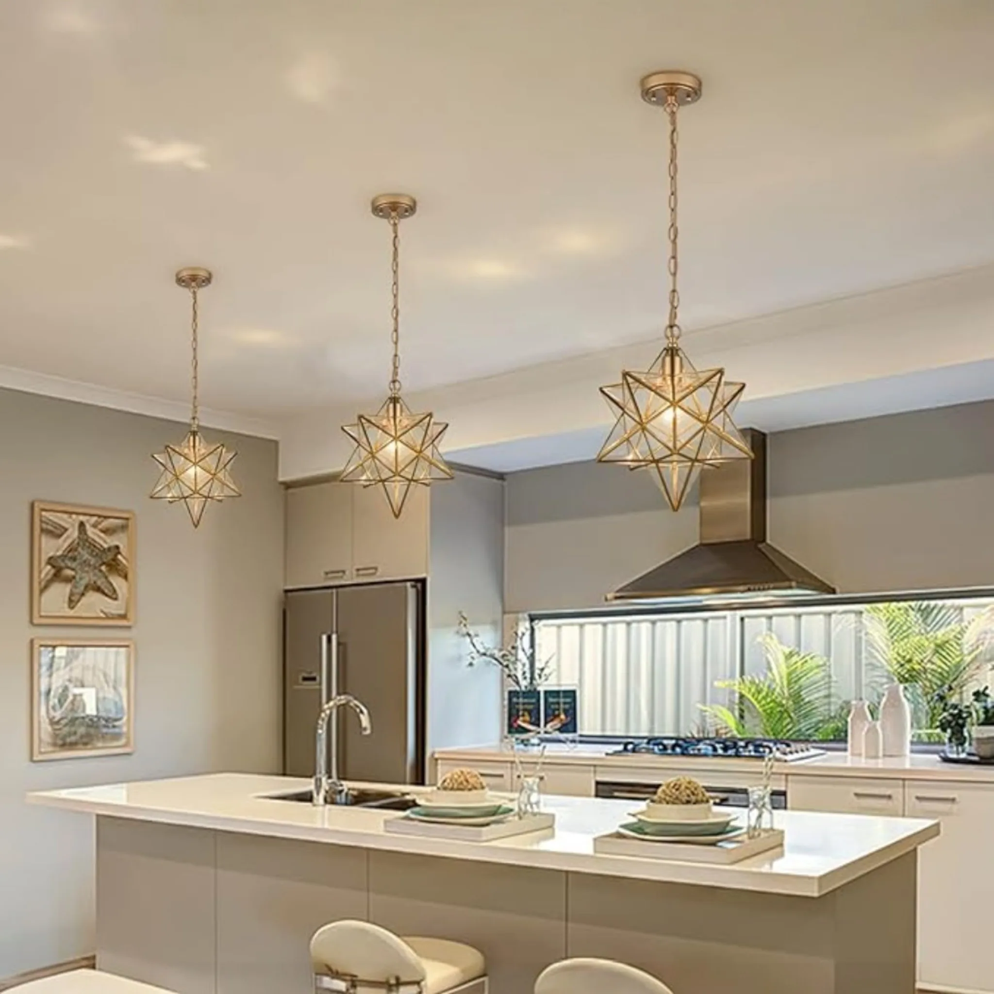 Glass Star Hanging Light