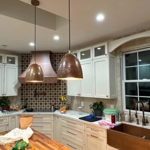 Hammered Copper Pendant Lamp Shade  — Rustic Art Deco Lamp photo review