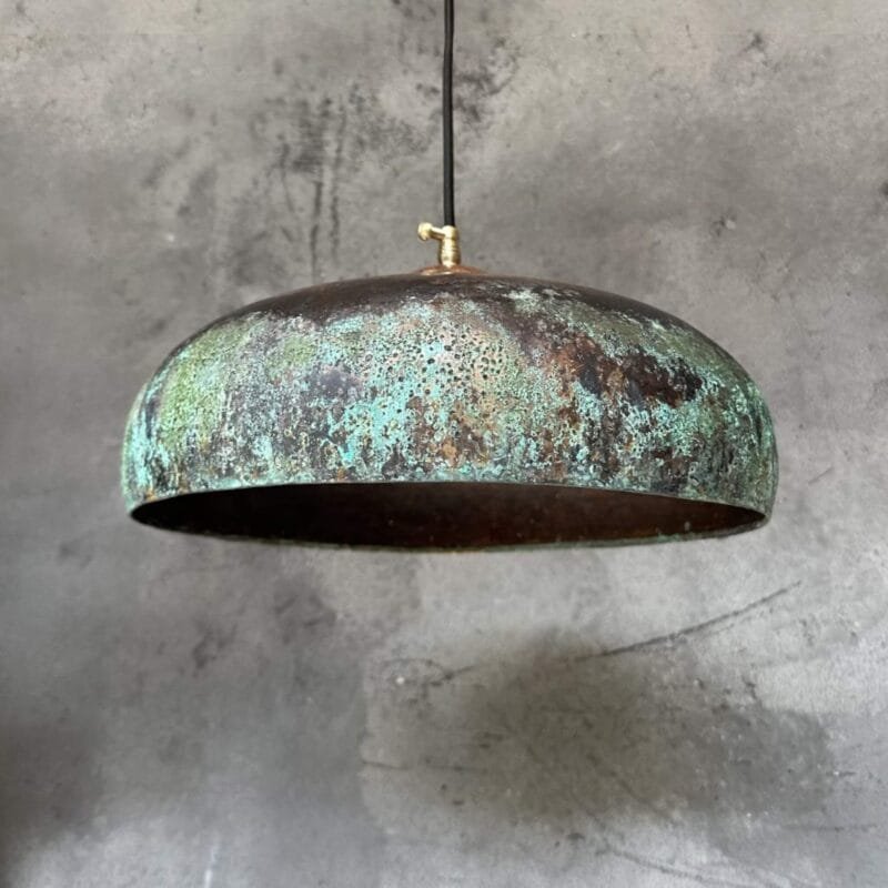 Patina Copper Island Light Fixture — Art Deco Lamp Copper Island Light