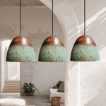 Set of 3 Oxidized Copper Pendant Light for Kitchen Island