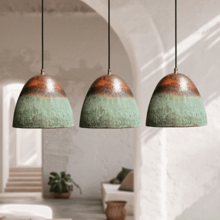 Set of 3 Oxidized Copper Pendant Light for Kitchen Island