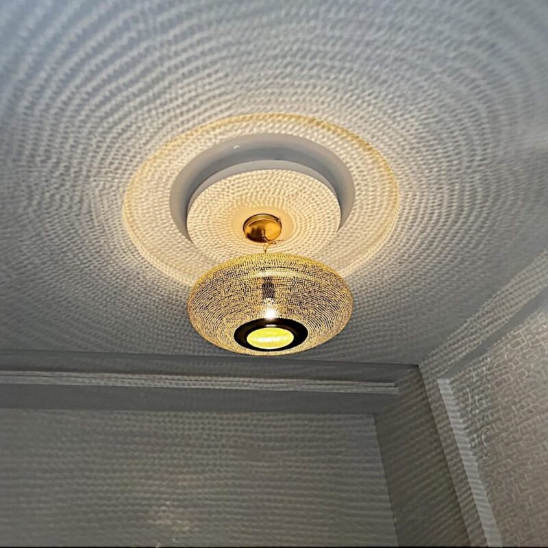 Solid Brass Chandelier Lighting Fixture — Perforated Brass Pendant Light Chandelier Lighting