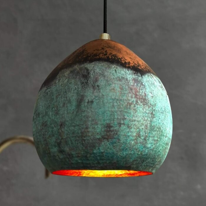Small Oxidized Copper Pendant Light